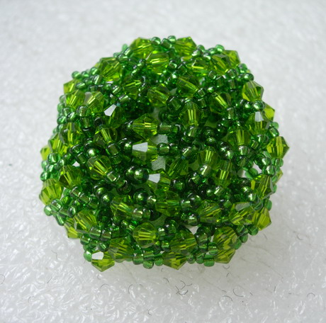 BT58 42mm Lime Crystal Beaded Dome Button Handmade Knots