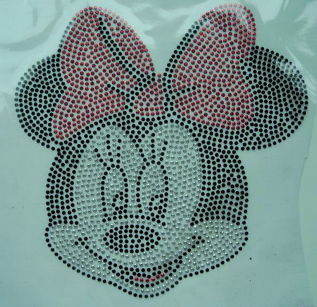 HF45 Rhinestud HotFix Iron on Heat Transfer Minnie Mouse Face