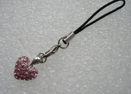 JW48 Heart Shape Pink Rhinestone Jewelry Charm Pendant Hanger
