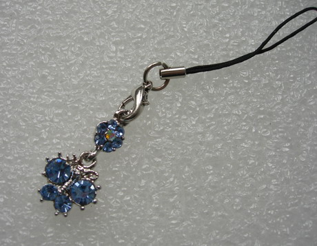 JW51 Bug Flower Blue Rhinestone Jewelry Charm Pendant Hanger
