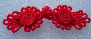 FG314 Red Flower Chinese Frog Closure Knots Handmade Jewelry x5
