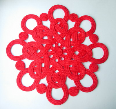 MR106 Macrame Chinese Celtic Flower Style Red Huge