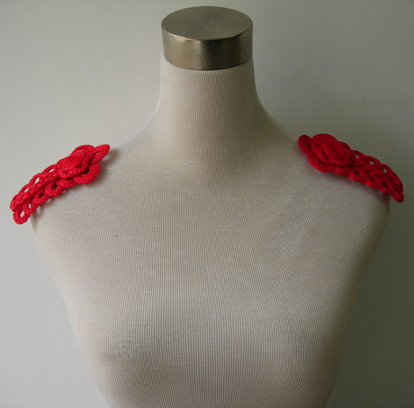 MR159 Loopy Corded Braided Epaulette Shoulder Applique Red 2pc
