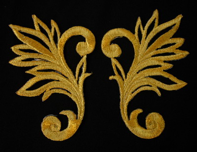 Medieval Clothing Patterns on Pb101 Medieval Mirror Pair Leaves Embroidery Cutwok Patch Gold  Pb101