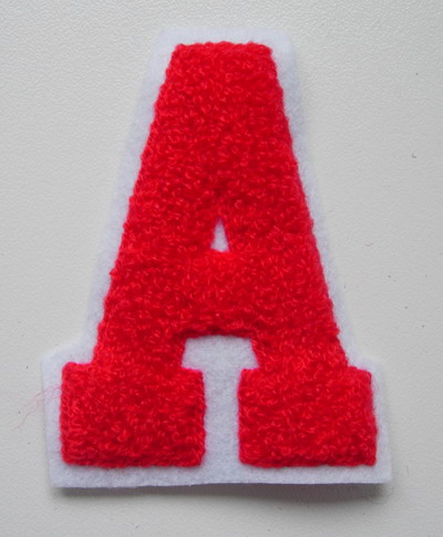 PC157 Alphabet "A" Embroidered Furry Applique Patch Sew On Dress