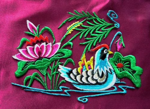 PM10 Left Mandarin Duck Embroidery Applique Iron On Art Craft