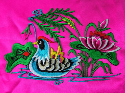 PM10-2 Right Mandarin Duck Embroidery Applique Iron On Art Craft