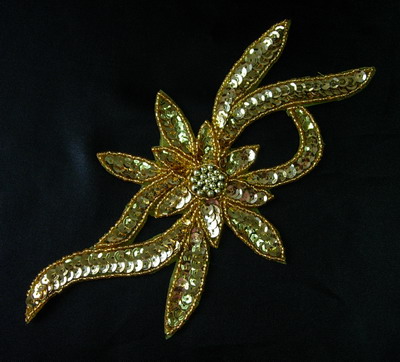Sequin Floral Applique - Gold