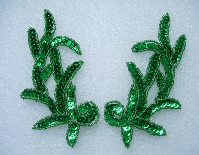 LR05 Left & Right Sequin Bead Applique Green