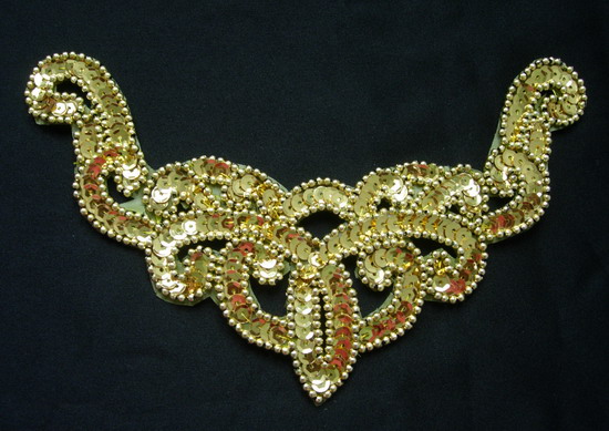 NK09 Necklace Sequin Bead Applique Gold