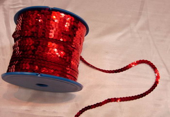 SP03 6mm Red Sequin Spool String Flat Sequin 100yards