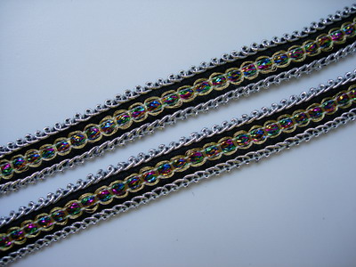 GB54 1/2" Silver Multicolor Trim Gimp Braid Edge for Dress 10yds