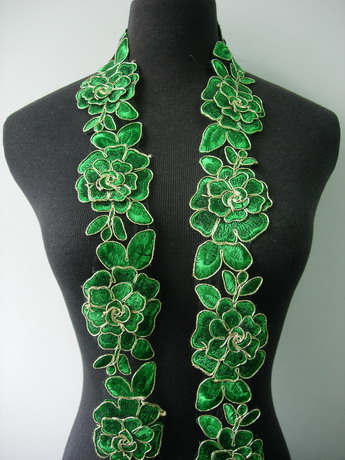 TL141-8 2.5" Tier Rose Trims Cord Lace Edging Green 1Y